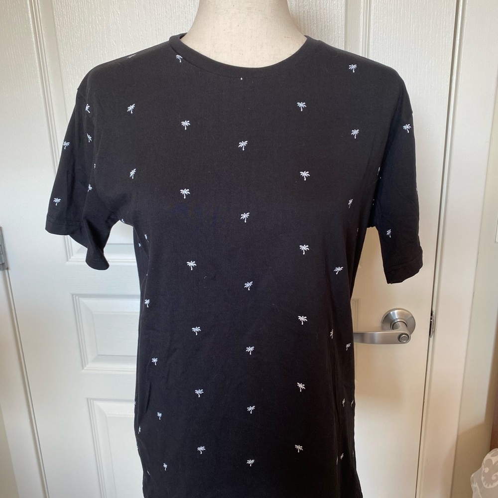 Denim & Flower Ricky Singh Black Tee with White Palm Accents